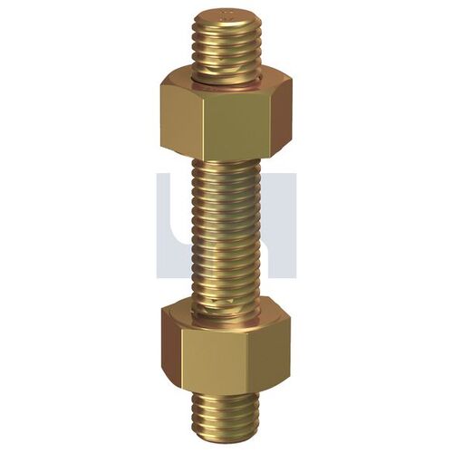 B7/2H Stud Bolt & 2 Nut Zinc Yellow Kit 1/2UNCx50